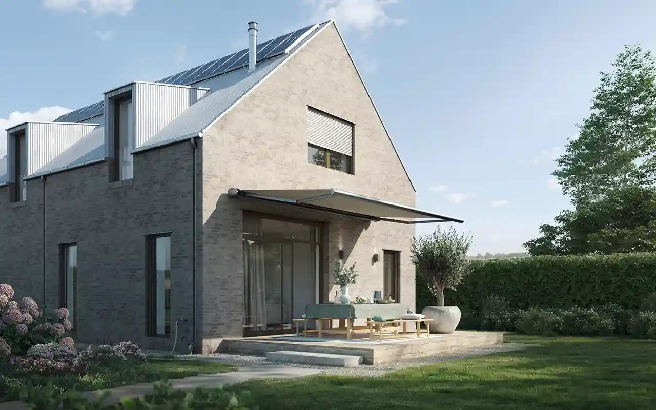 Beige Terrassenmarkise